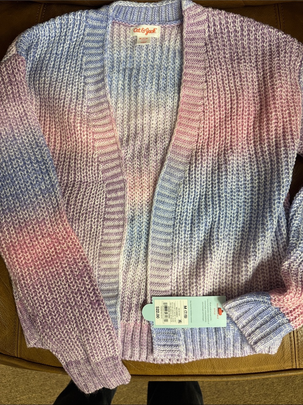 Bundle of 10Cat & Jack Pastel Ombre Knit Cardigan Sweater - Lavender, Pink, Blue